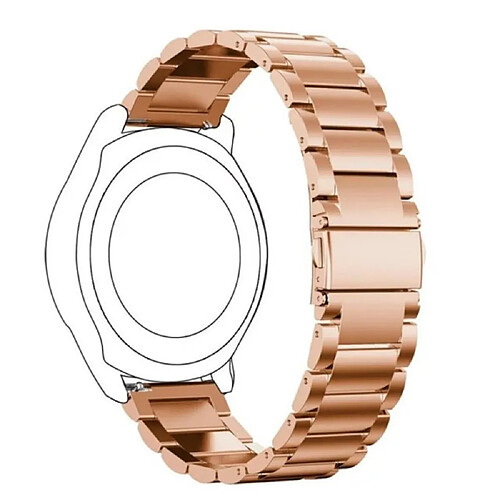 Bracelet en métal 22mm trois perles avec boucle déployante or rose pour votre Huawei Watch GT/Honor Watch Magic