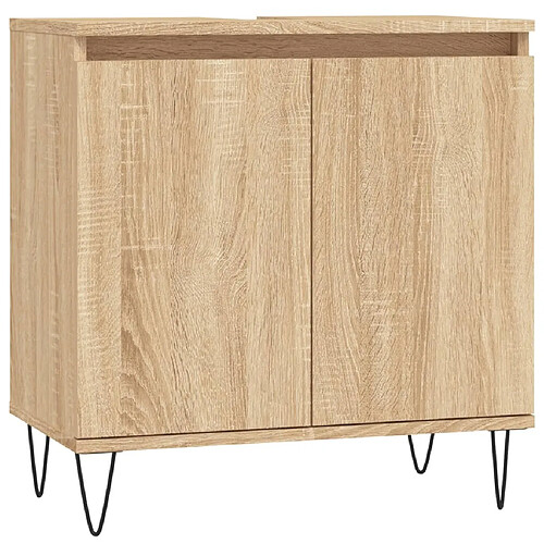 Maison Chic Armoire de bain,Meuble de rangement de salle de bain,Meuble haut chêne sonoma 58x33x60 cm bois d'ingénierie -GKD751709