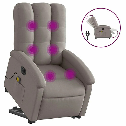 Maison Chic Fauteuil Relax pour salon, Fauteuil inclinable de massage électrique Taupe Tissu -GKD68006