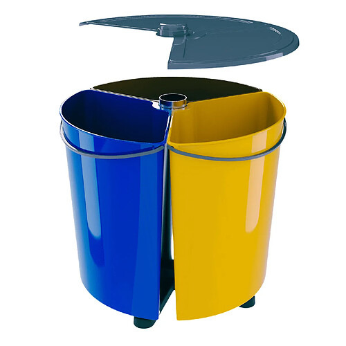 Poubelle rotative ECOBIN pour le tri des déchets 35 litres avec couvercle.