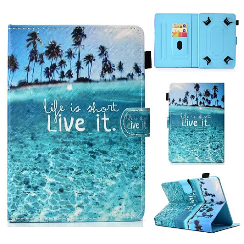 Etui en PU universel 10 pouces mer bleue pour votre Apple iPad 9.7/Lenovo Tab 4 10 Plus etc