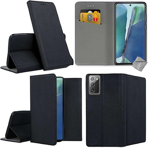 Htdmobiles Housse etui portefeuille avec coque intérieure en silicone pour Samsung Galaxy Note 20 + film ecran - NOIR MAGNET