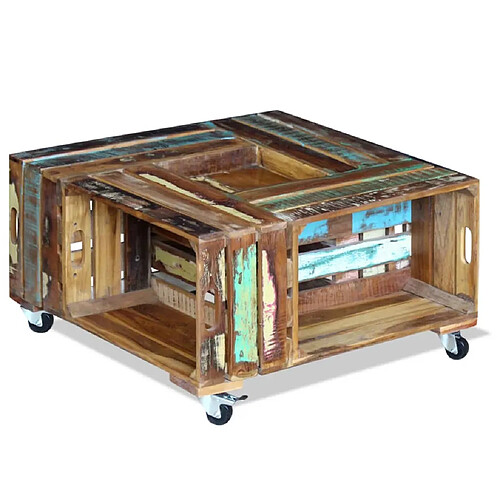 vidaXL Table basse Bois de récupération massif 70x70x35 cm