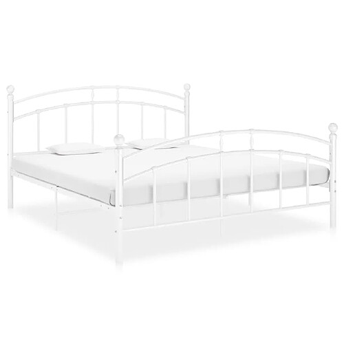 Maison Chic Lit adulte - Lit simple Cadre de lit,Structure du lit Contemporain Blanc Métal 160x200 cm -MN57070