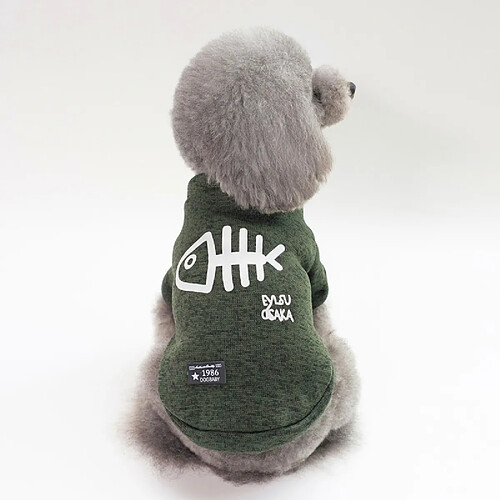 Wewoo Automne Hiver Vêtements pour animaux domestiques gilet Fishbone à capuche chientaille M vert