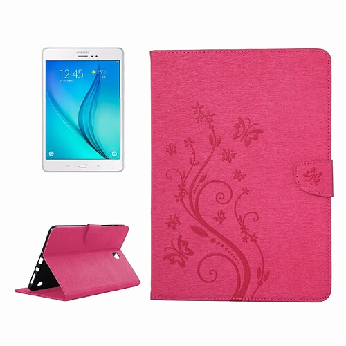 Wewoo Housse Étui Magenta pour Samsung Galaxy Tab A 8.0 / T350 fleurs pressées motif de papillon flip horizontal en cuir PU avec boucle magnétique et titulaire fentes cartes porte-monnaie