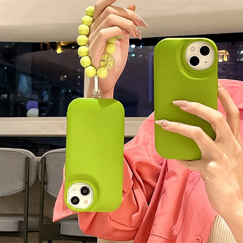 GUPBOO Étui pour iPhoneXR Chaîne de perles de coque de téléphone portable créative vert moutarde de couleur unie simple