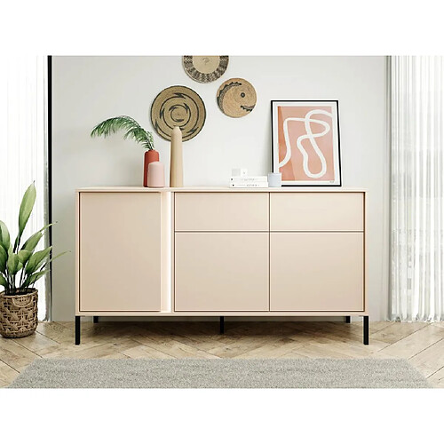 Vente-Unique Buffet 3 portes et 2 tiroirs avec LEDs - Beige - ELYNIA