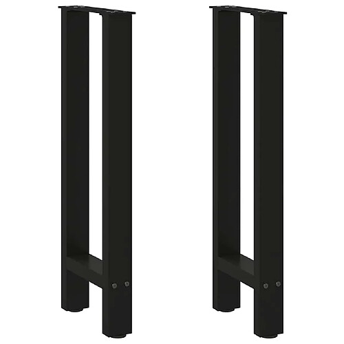 vidaXL Pieds de table basse noir 2 pcs 28x(72-73) cm acier