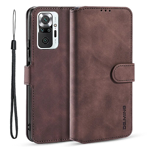 Dg.Ming Etui en PU Style rétro avec support café pour votre Xiaomi Redmi Note 10 Pro