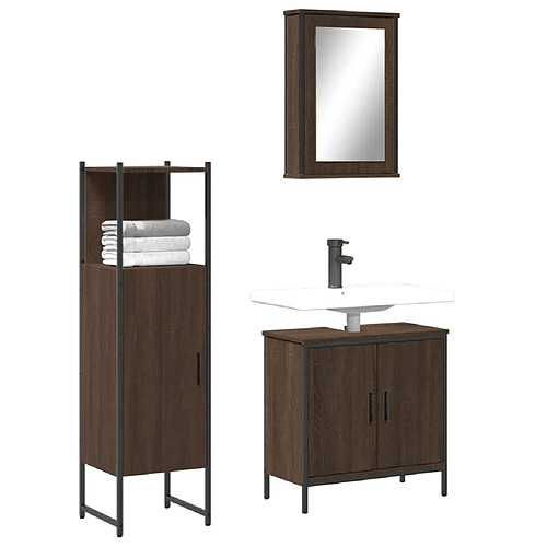 vidaXL Ensemble de meubles de salle de bain 3 pcs Chêne marron