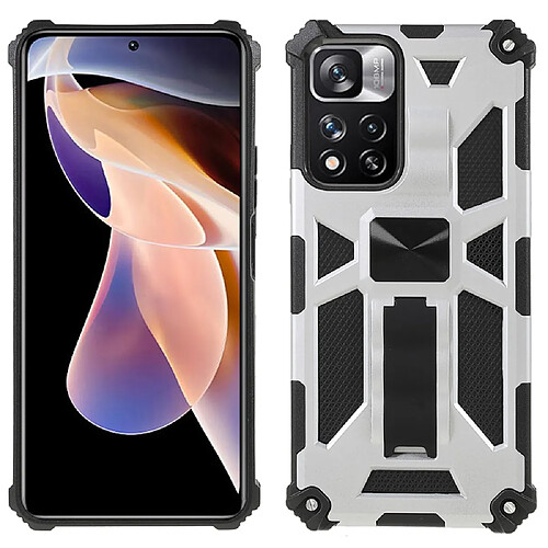 Coque en TPU anti-rayures, antichoc, magnétique avec béquille argent pour votre Xiaomi Redmi Note 11 Pro Plus/Redmi Note 11 Pro