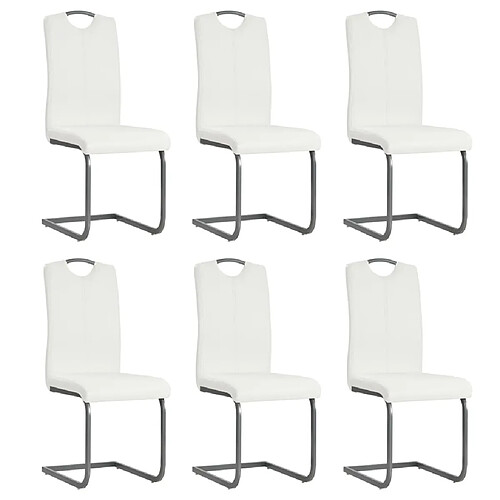 Maison Chic Lot de 6 Chaises à manger cantilever,Chaises de cuisine style scandinave - blanc similicuir -MN93479