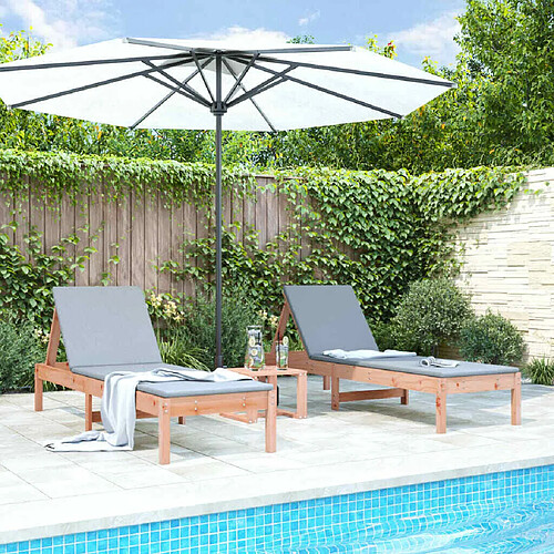 Maison Chic Lot de 2 Chaises longues avec table | Bain de soleil Relax | Transat bois massif de Douglas -GKD77003