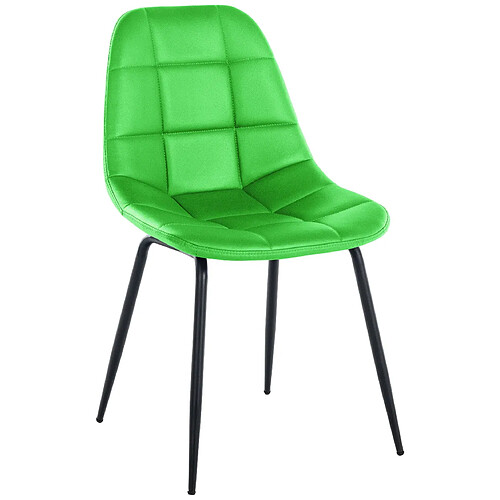 Decoshop26 Chaise de salle à manger cuisine x1 design simple coutures décoratives carrées assise en PVC vert 10_0001510