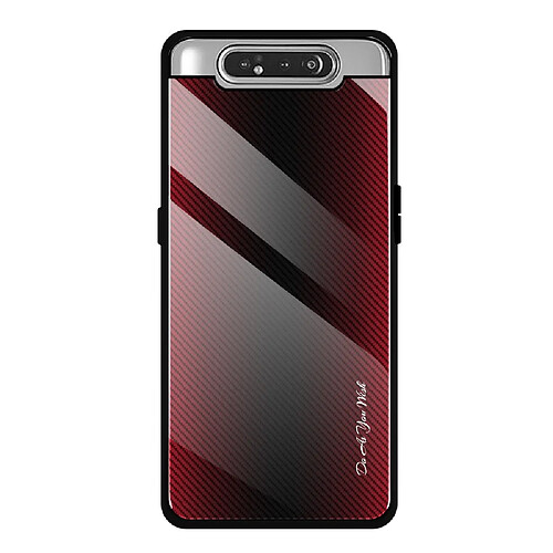 Wewoo Coque Pour Galaxy A80 / A90 Housse de protection en verre dégradé de texture rouge