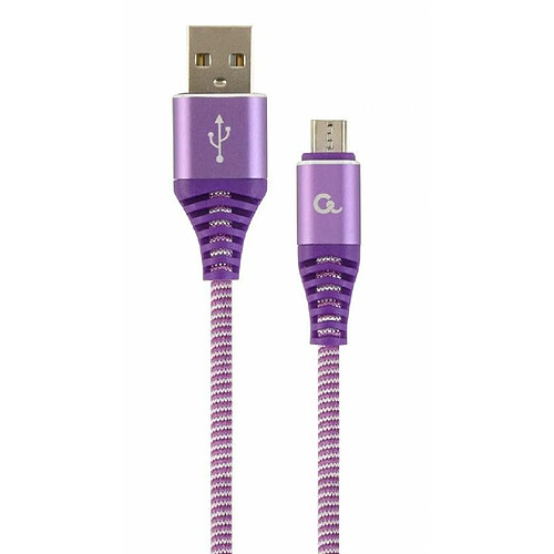 Gembird Cablexpert CC-USB2B-AMMBM-2M-PW câble USB USB 2.0 USB A Micro-USB B Violet, Blanc