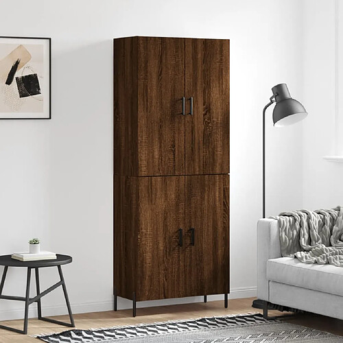 vidaXL Buffet haut Chêne marron 69,5x34x180 cm Bois d'ingénierie