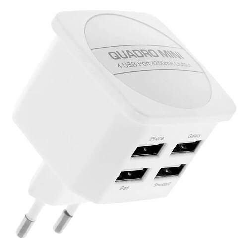 Chargeur secteur à 4 entrées USB - Moxie - Modèle Moxie - Blanc - 4.2A - Smartphones et Tablettes