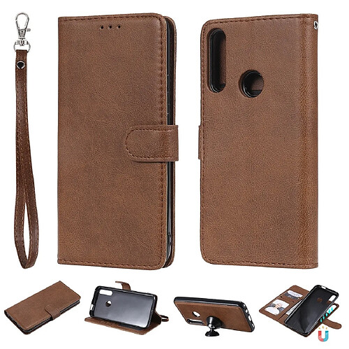 Wewoo Housse Coque Pour Huawei P Smart Z / Y9 Prime Solid Color Flip Horizontal de protection avec support et fentes cartes et portefeuille et cadre photo et lanière marron