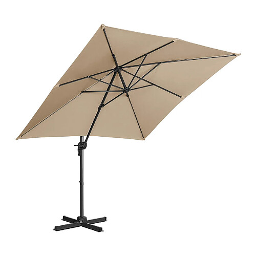 Helloshop26 Parasol déporté - taupe - rectangulaire - 250 x 250 cm - inclinable et pivotant 14_0007595