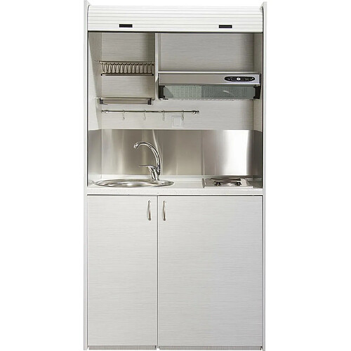 Brandybest Cuisine compacte blanche 105cm avec volet roulant évier à gauche