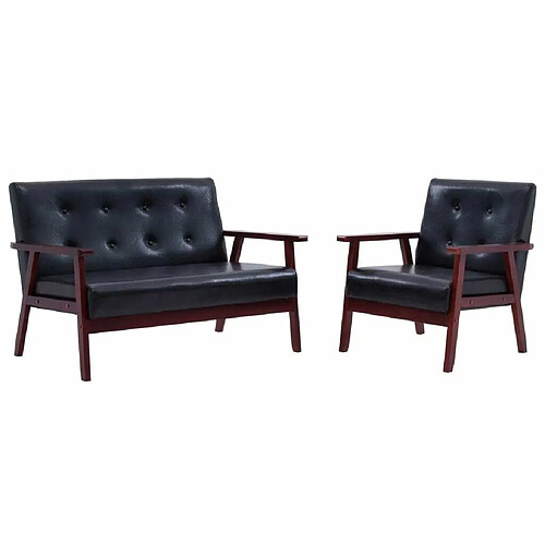 Maison Chic Ensemble de canapés 2 pcs, Canapé droit Sofa pour Salon Noir Similicuir -GKD399247