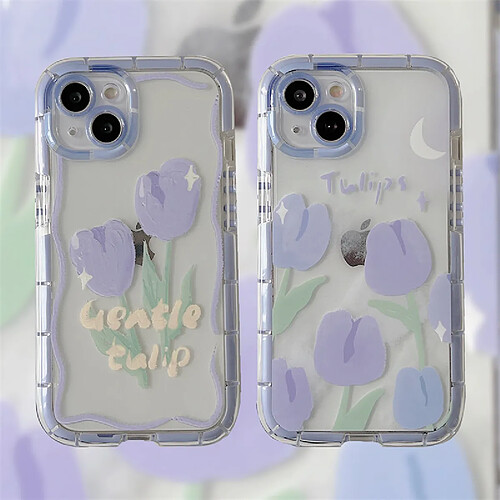 GUPBOO Étui pour iPhone13 étui de téléphone portable de style coréen tulipe violette pour femme en silicone