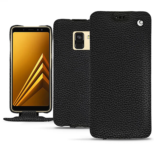 Housse cuir Samsung Galaxy A8+ (2018) - Rabat vertical - Ebène ( Noir / Black ) - NOREVE