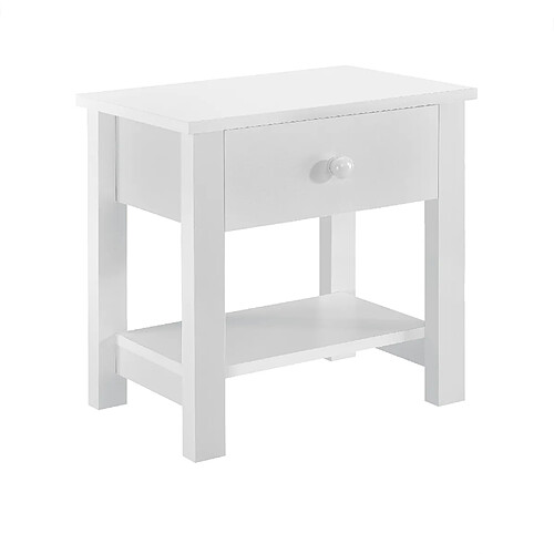 Helloshop26 Table de chevet nuit MDF 41,5cm avec 1 tiroir blanc 03_0004200