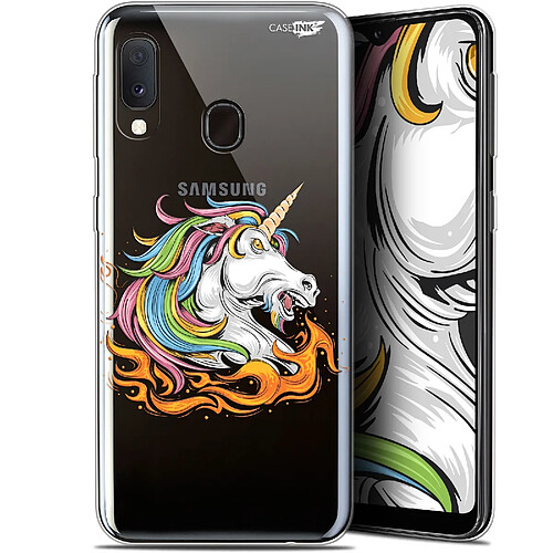 Caseink Coque arrière Samsung Galaxy A20E (5.8 ) Gel HD [ Nouvelle Collection - Souple - Antichoc - Imprimé en France] Licorne de Feu