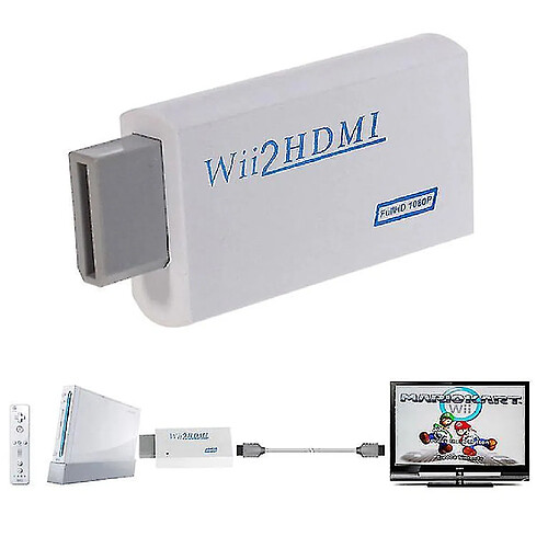 Universal White Plastic Wii à HDMI 1080p Adaptateur de convertisseur de mise à l'échelle avec sortie audio de 3,5 mm