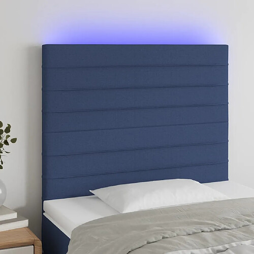 vidaXL Tête de lit à LED Bleu 90x5x118/128 cm Tissu