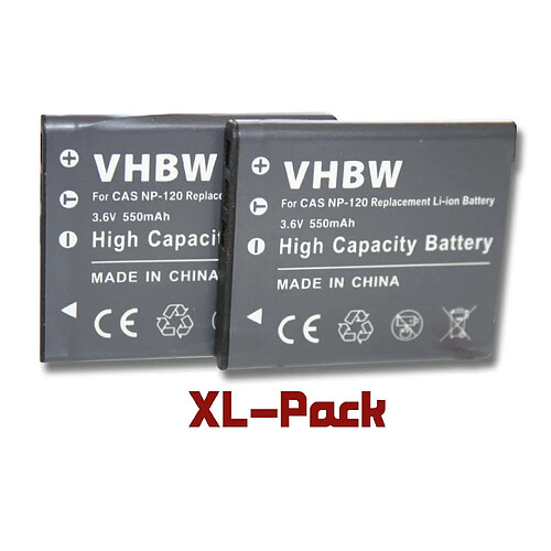 2x batteries vhbw Li-Ion 550mAh (3.6V) adaptées pour appareil photo CASIO Exilim EX-ZS10, EX-ZS30 EX-ZS 10 30 comme NP-120.