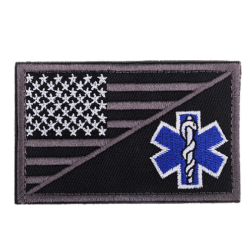 Drapeau Américain Paramédic Star Of Life Moral Badge Hook Loop Patch 3 #