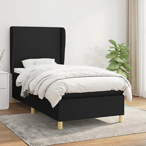 Maison Chic Lit Adulte - Lit simple Lit à sommier tapissier avec matelas moelleux - Meuble de Chambre - Noir 100x200 cm Tissu -MN65247