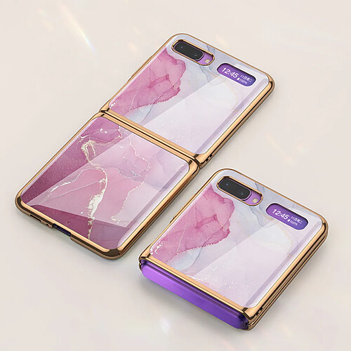 Coque pour Samsung Galaxy Z Flip ultra-mince anti-Scratches Verre Coque Violet Rose