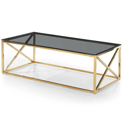 Paris Prix Table Basse Verre Design Gladis 120cm Or & Noir