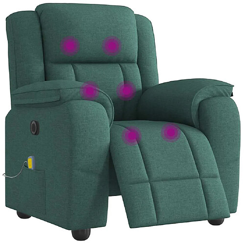 vidaXL Fauteuil de massage inclinable électrique Vert foncé Tissu