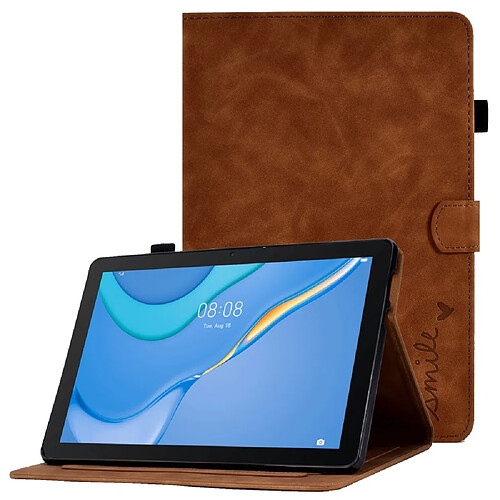 Etui en PU avec support, porte-cartes et porte-stylo pour votre Huawei MediaPad T3 10 - marron