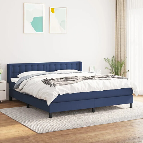 Maison Chic Lit Adulte - Lit simple Lit à sommier tapissier avec matelas moelleux - Meuble de Chambre - Bleu 160x200 cm Tissu -MN13301