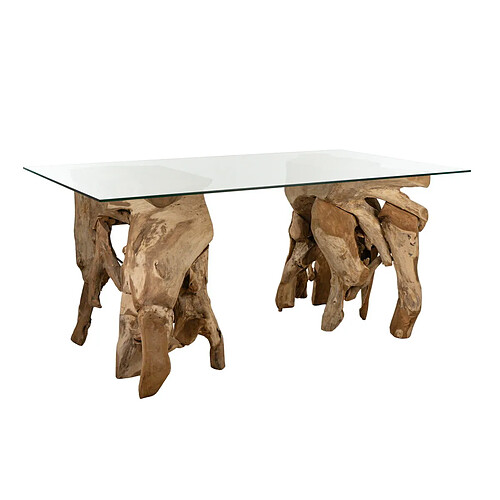 Table de Salle à Manger Romimex Naturel verre bois de teck 180 x 75 x 100 cm