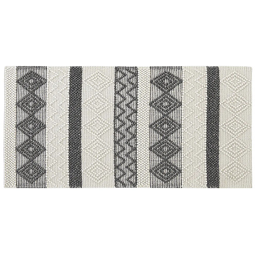 Beliani Tapis en laine beige clair et gris 80 x 150 cm DAVUTLAR