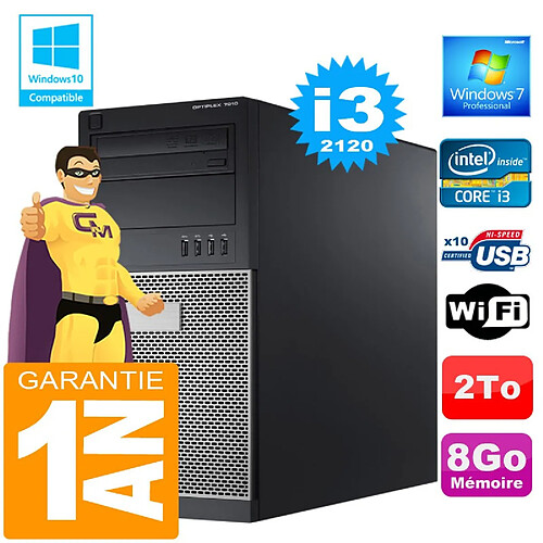 PC Tour DELL 7010 Core I3-2120 Ram 8Go Disque 2 To Wifi W7 · Occasion