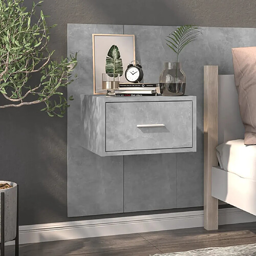 Maison Chic Table de chevet murale,Table de nuit Gris béton -MN81315