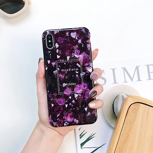 Wewoo Cas antichoc de TPU de texture de marbre brillant de pleine couverture pour l'iPhone X / XS