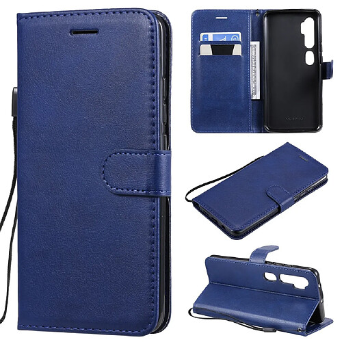 Etui en PU style de couleur unie bleu pour votre Xiaomi Mi CC9 Pro/Mi Note 10/Mi Note 10 Pro