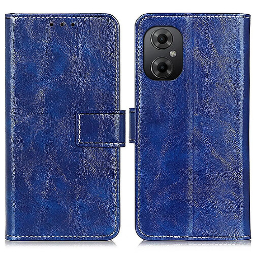 Etui en PU texture rétro crazy horse, fermoir magnétique avec support pour votre Xiaomi Poco M4 5G/M5 5G - bleu