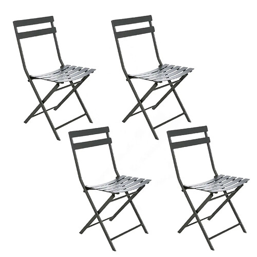 Hesperide Lot de 4 chaises de jardin pliables en métal Greensboro - Graphite