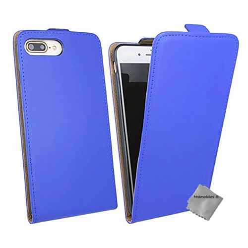 Htdmobiles Housse etui PU cuir fine pour Apple iPhone 8 Plus + film ecran - BLEU